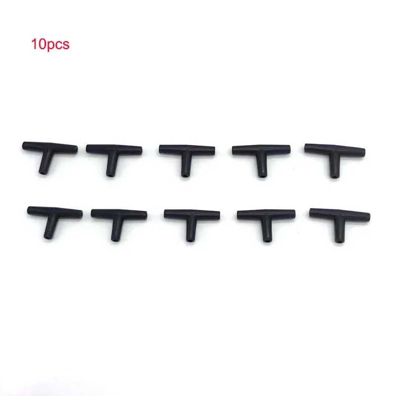 10pcs/lot 4mm Three Ways Black Connector Aquarium T Shape Fish Tank Air Pump Connector Control Valve Air Pipe Tube Accessories