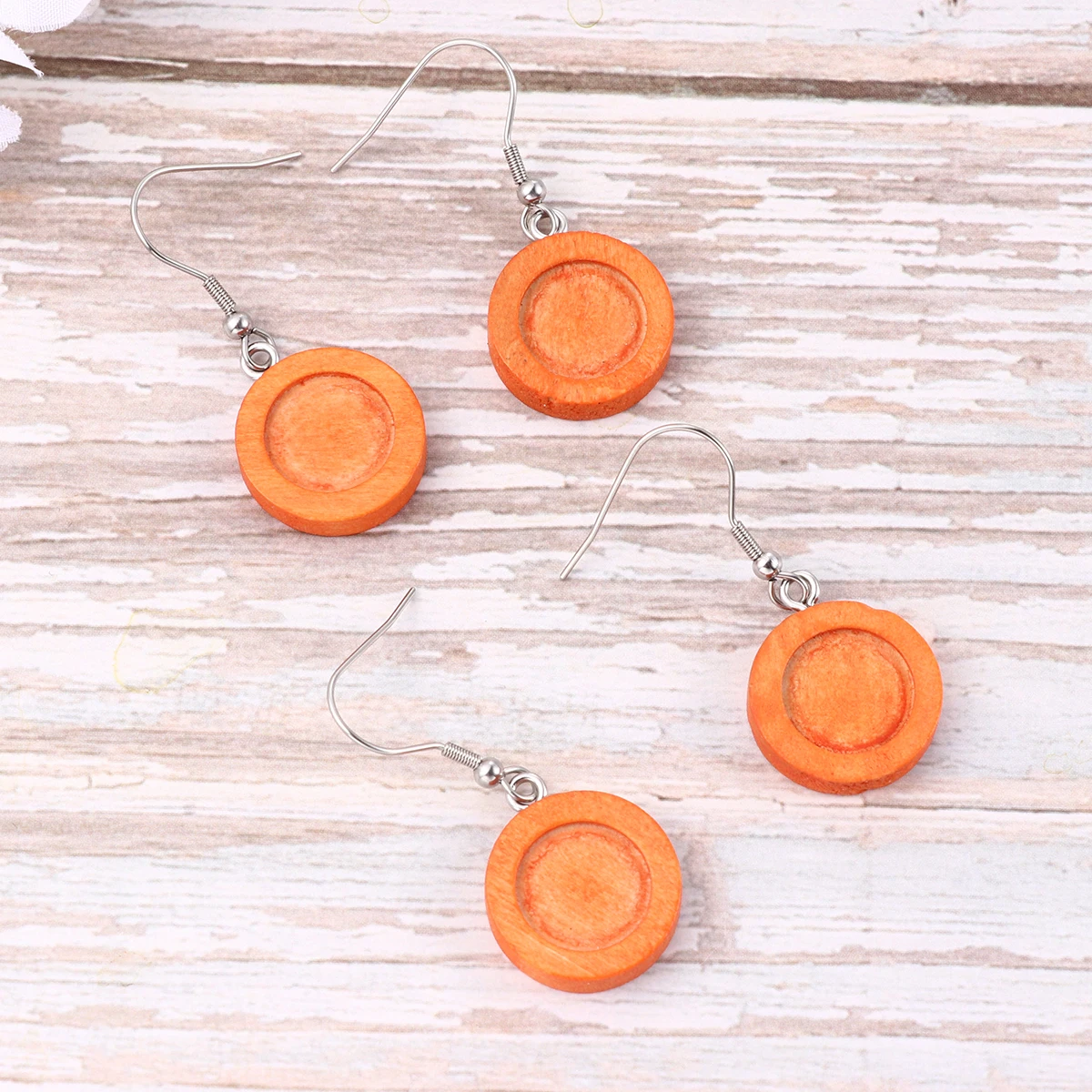 

30 Pcs Earrings Hypoallergenic White Bamboo Wooden Bezel Tray Lightweight DIY Jewelry Materials Accessories Gifts