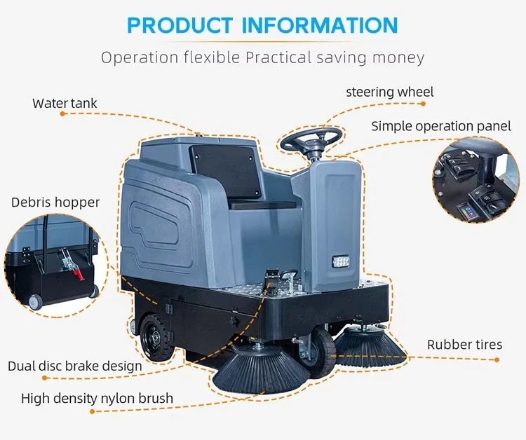 

Low Price High Performance Big Electric Ride on Street Road Sweeper Truck Industrial Floor Sweeper Machine