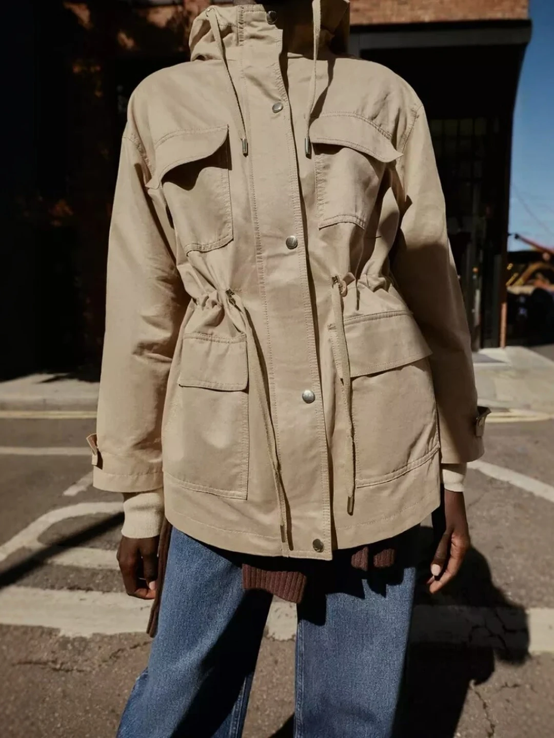 Ropa de trabajo americana informal para mujer, abrigo Sle con múltiples kets y patrón de cabina de registro, Sle largo de viaje, Sve, longitud media