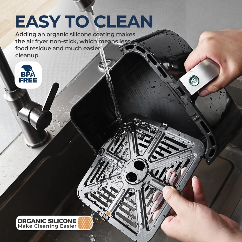 Friggitrice ad aria da 5 litri, forno elettrico con friggitrice senza olio con controllo touch, cestello antiaderente e finestra visibile, dimensioni familiari