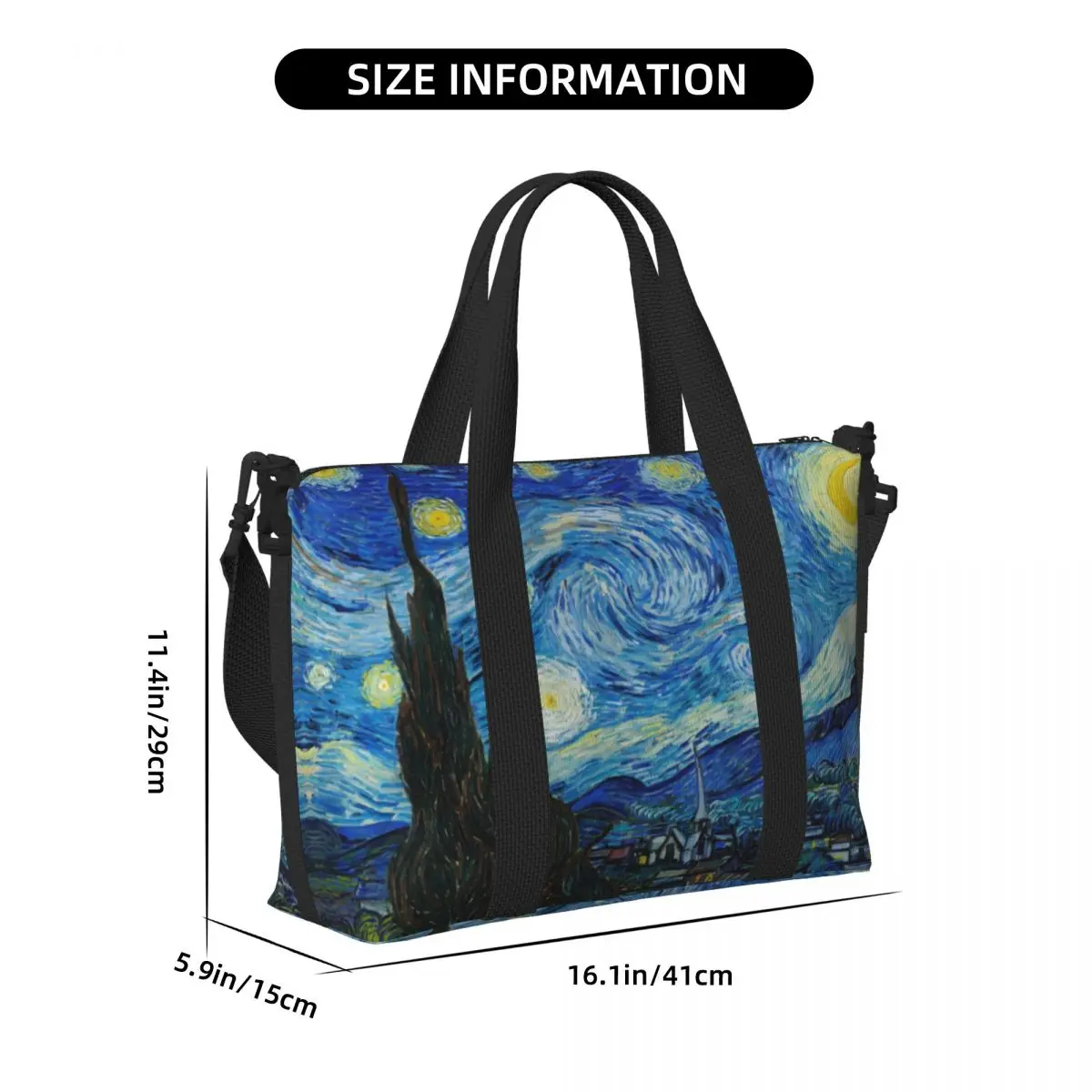 Borsa tote da spiaggia personalizzata Vincent Van Gogh con notte stellata da donna, palestra extra large, borse per la spesa da viaggio con pittura a olio