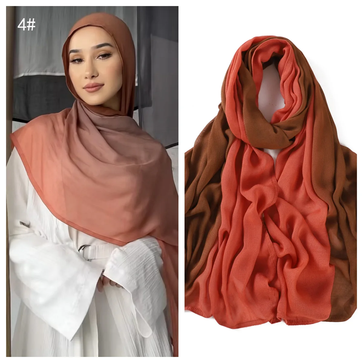 Hurtownie wiskozowe muzułmańskie hidżaby Ombre Rayon bawełniana chusta na głowę gradientowe szaliki muzułmańskie islamskie szale i okłady 185*90cm