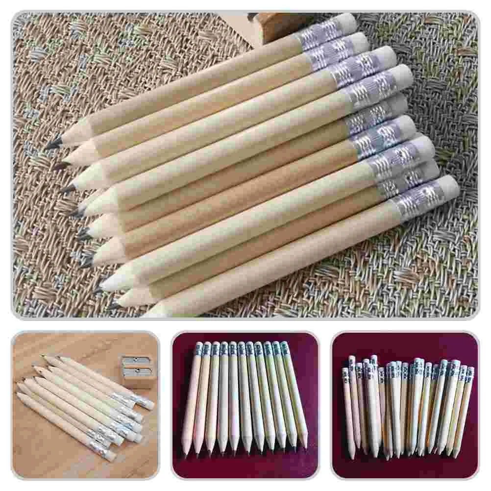 60 Pcs Short Pencil Mini Pencils with Eraser Small Half Golf Pocket Lead Toddler Writing Drawing Pupil Business