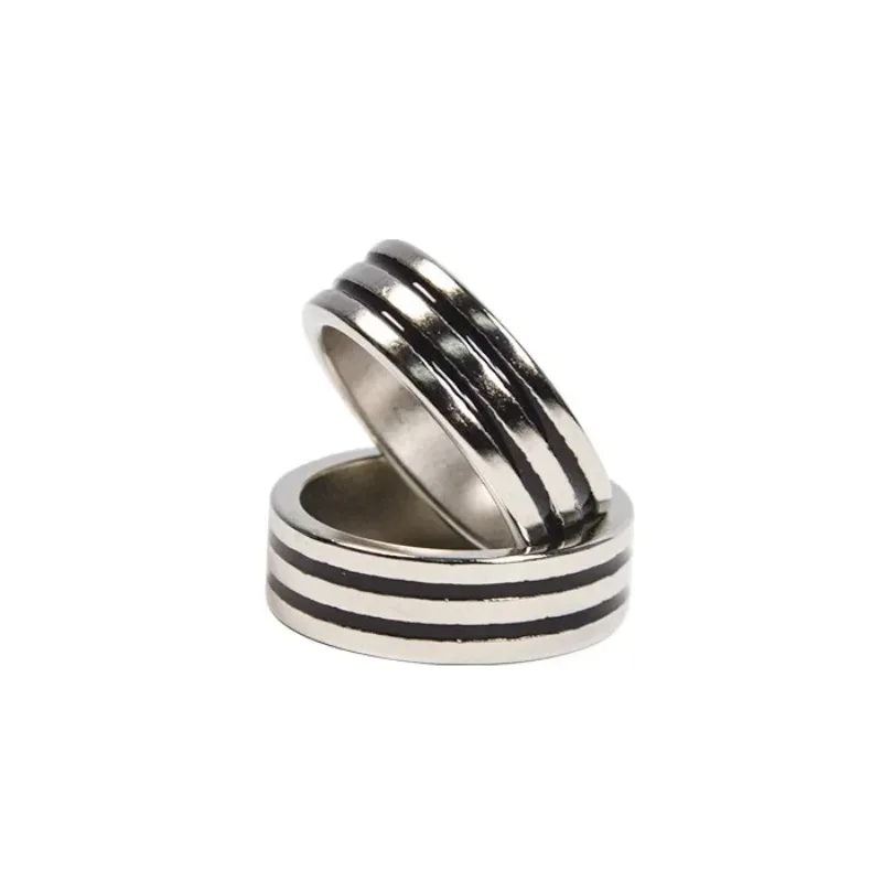 Black Double Circle Pk Ring Strong Magnetic Magnet Ring Size 20/21mm Coin Finger Decoration Magic Tricks Gimmicks Props Magician