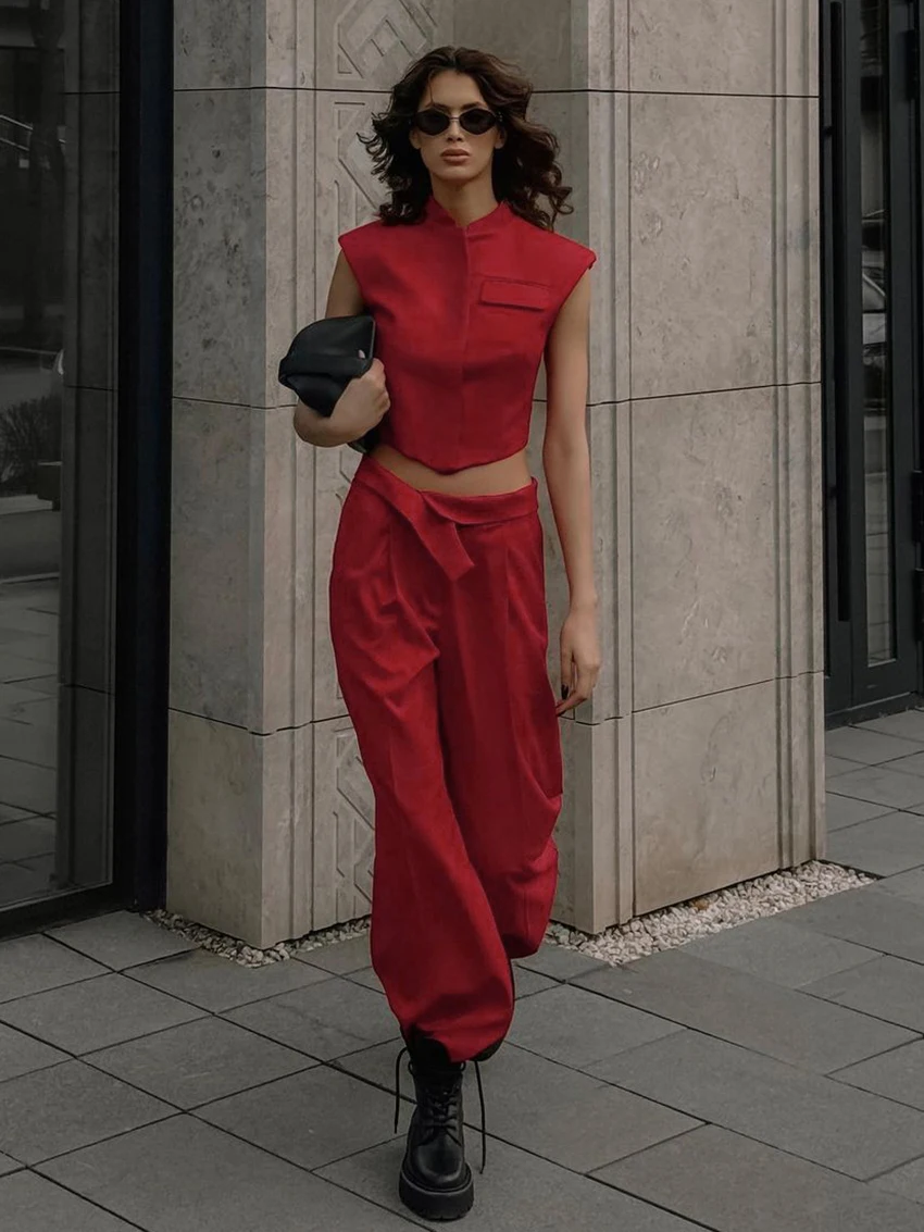Marthaqiqi Fashion Female Pajamas Suit O-Neck Sleepwear Sleeveless Nightwear Crop Top Nightie Pants Summer Women Nightgowns Set