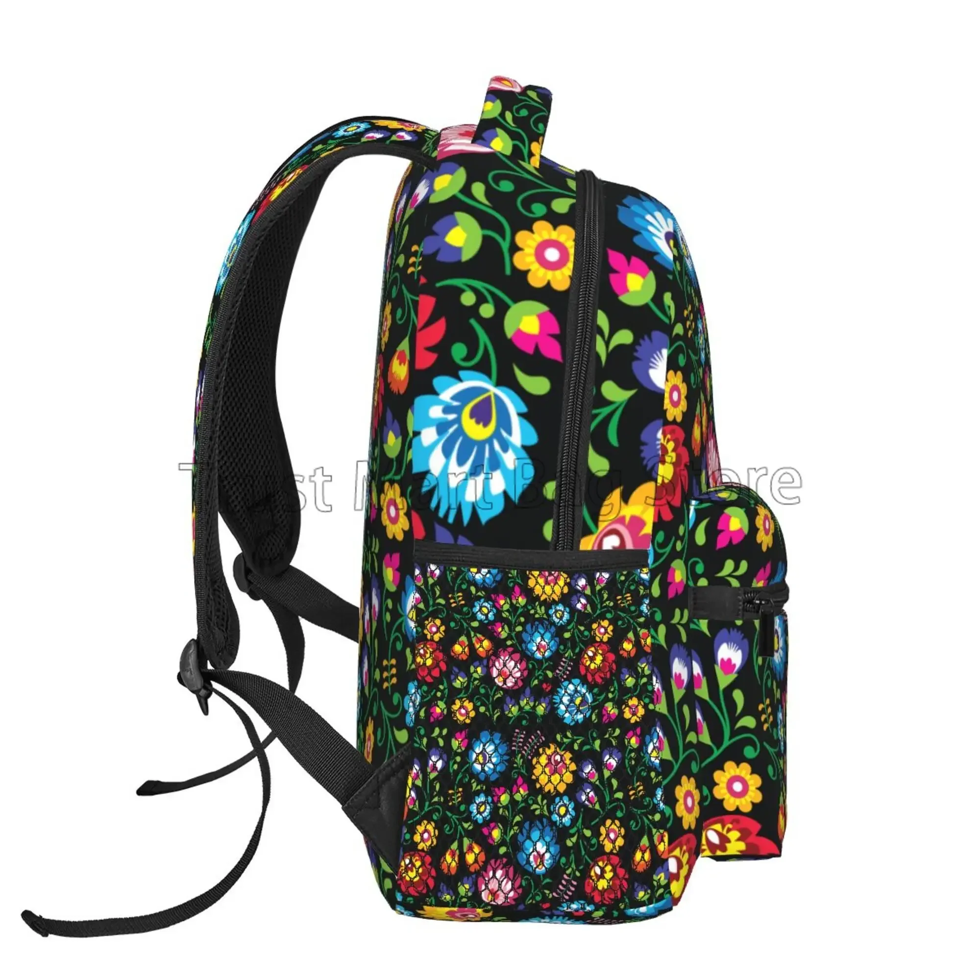 Polen Polnischer Blumen-Volkskunst-Blumen-Rucksack, große Kapazität, für Reisen, Wandern, Laptop-Rucksäcke für Damen, Camping, Fitnessstudio, Tagesrucksack