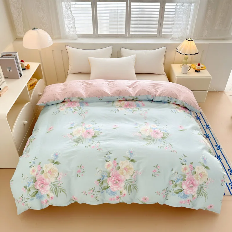 1pc 100% Cotton Breathable Skin-Friendly Printed Quilt Cover (Pillowcase to Be Purchased Separately) Single Double King Size Bed
