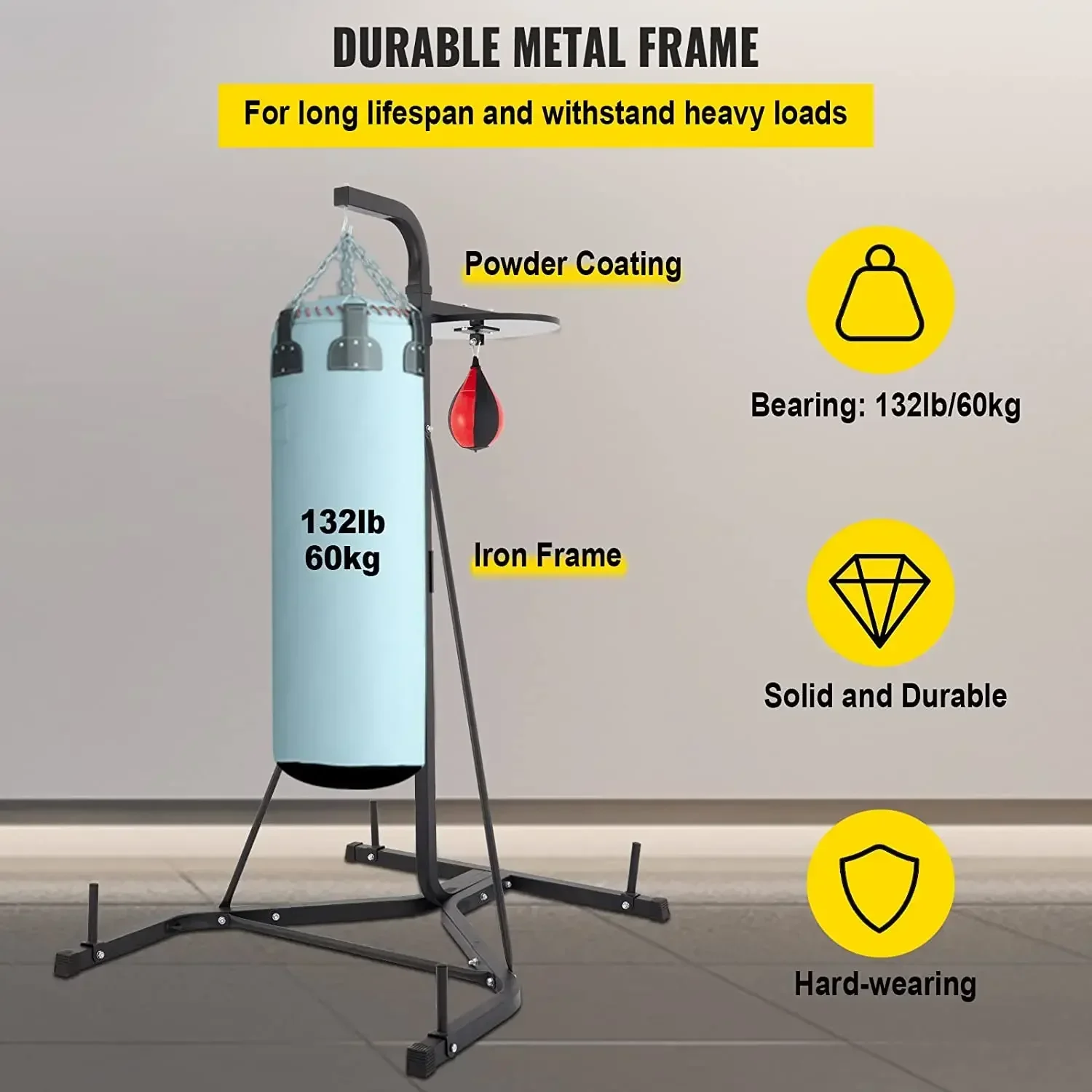 Heavy Height Adjustable Punching Bag Stand Foldable Boxing Bag Stand Steel Sandbag Rack