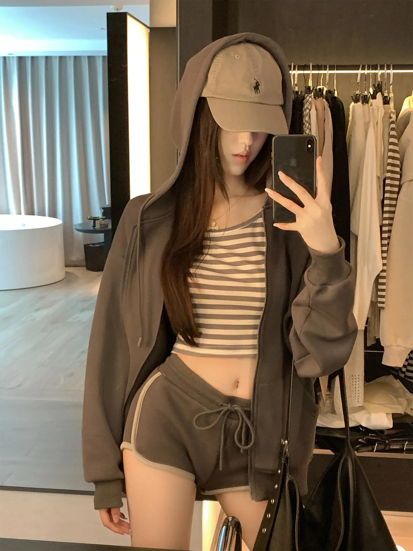 

CCc тяжелый повседневный комплект спортивной одежды, женская толстовка с капюшоном, спортивные штаны с внутренней подкладкой, комплект из футболки, ансамбль Faion