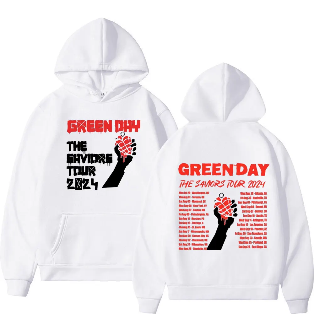 Green Day Bands The Saviors Tour 2024 Print Hoodie Men Women Fashion Punk Rock Hooded Sweatshirt High Quality Fleece Pullovers