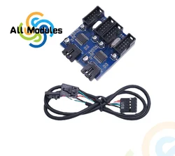 9Pin USB Header Splitter Male 1 to 4 Female Extension USB 2.0 Motherboard Converter MB USB Hub Port Multiplier