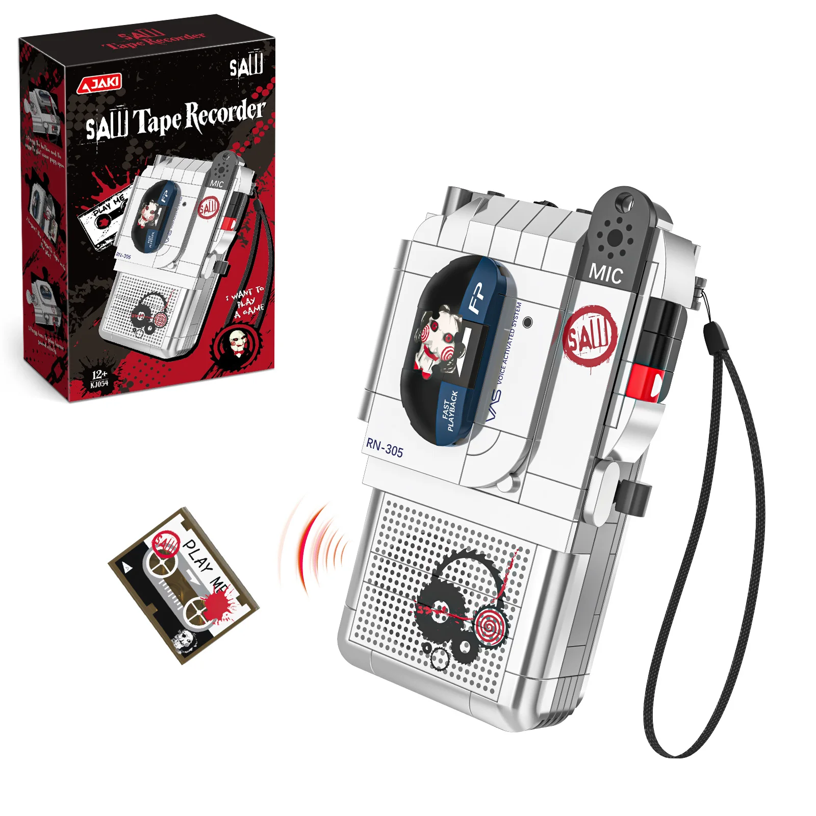 JAKI Power-Saw Radio Building Blocks Heavy Industrial Brick Toy Mechanical Cassette Recorder Desktop Decor Gift