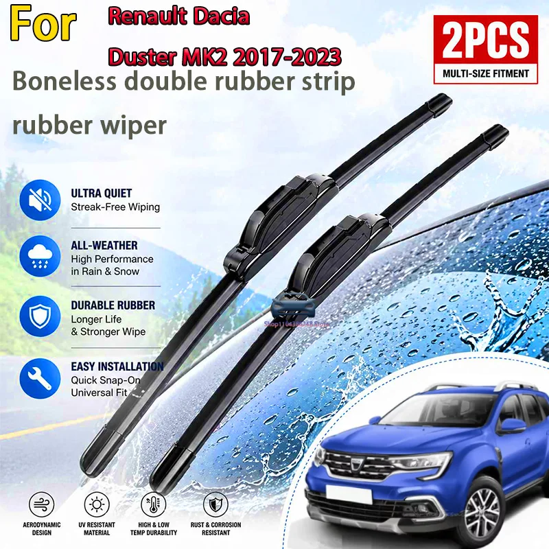 

Front Wiper Blades For Renault Dacia Duster MK2 2017-2023 Windshield Windscreen Window Rain Brushes 24"+18" Modification Parts