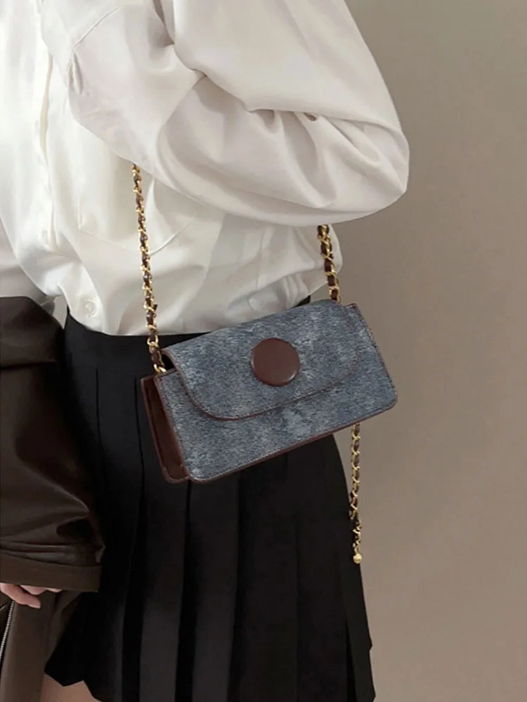 Niche Textured Mini Crossbody Bags For Women High-end Patchwork Versatile Chain Small Square Package New Female One Shoulder Bag