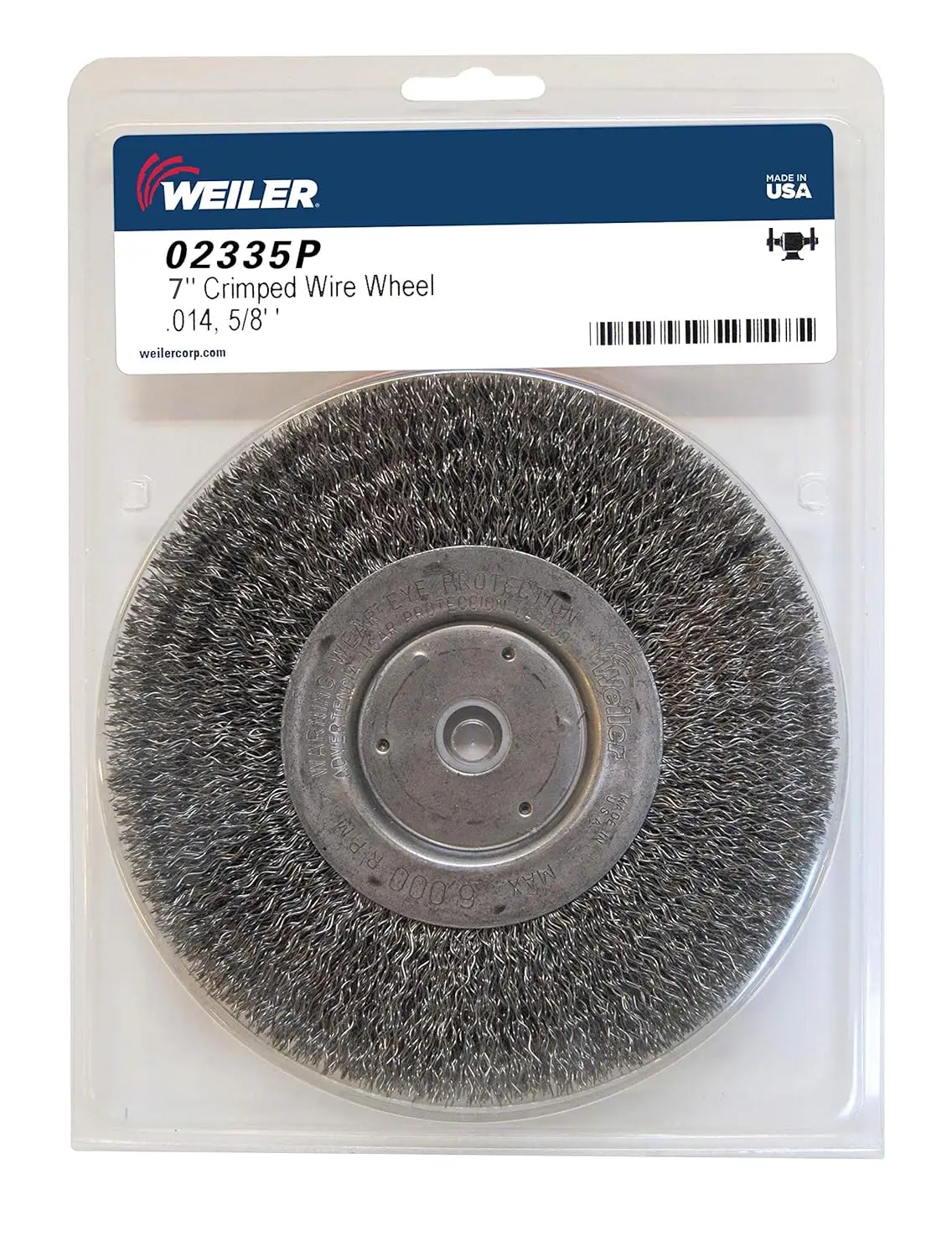 

7-дюймовый шлифовальный круг для настольного станка с наполнением из стальной проволоки .014 дюйма, отверстие для оси 5/8 дюйма, сделано в США