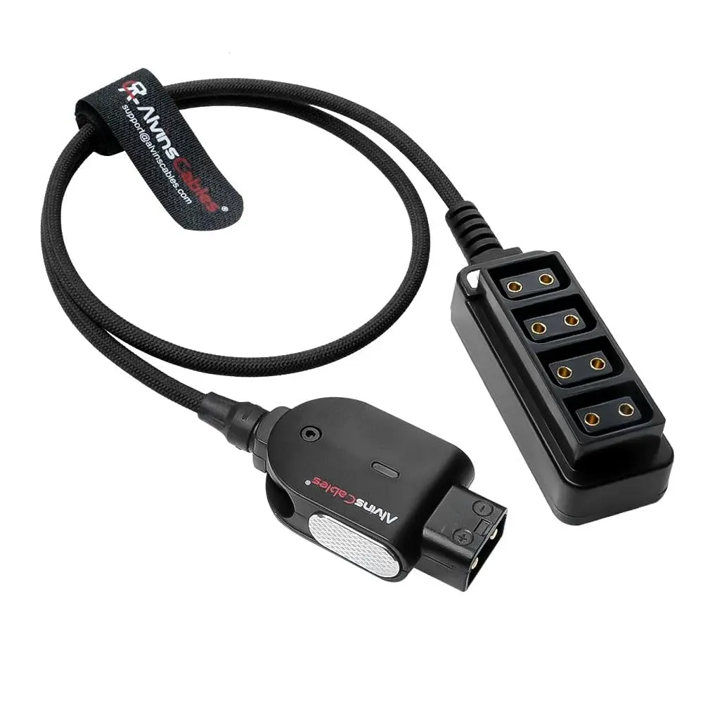 Alvin's Cables Smart D-tap Splitter Cable, Smart Dtap Male to 4 Port Dtap Female Braided Power Cable for ARRI RED Teradek