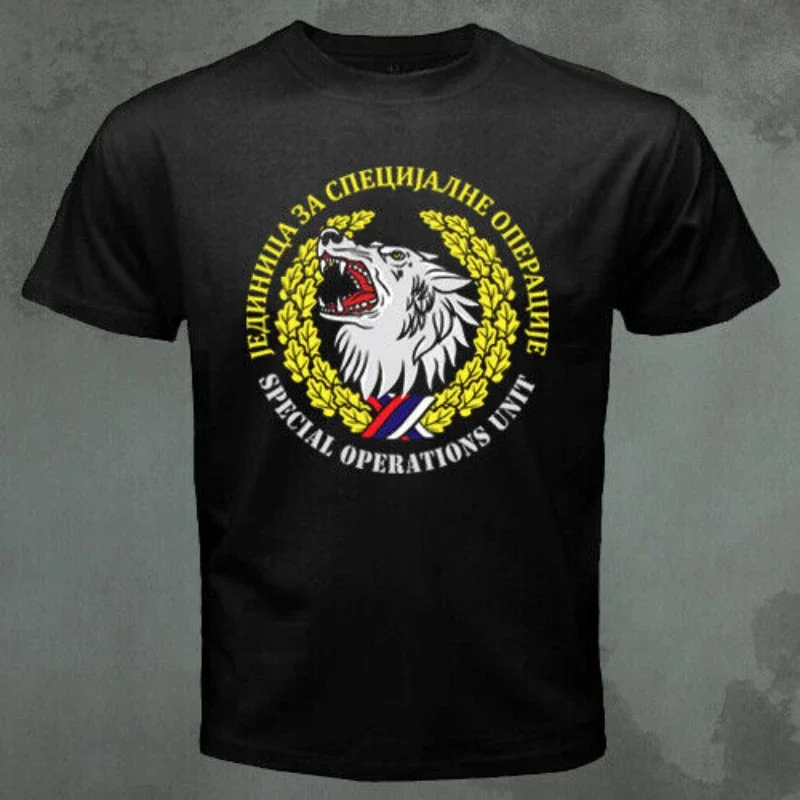 New Short Sleeve Casual 100% Cotton O-Neck Mens T-shirt JSO Special Operations Unit Serbia Red Berets Frankies Wolf T-Shirt