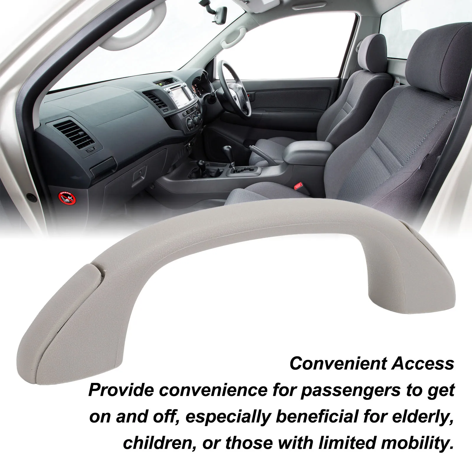 مقبض انتزاع عمود مقبض سقف عمود 74611‐0K040‐A0 مقاوم للأوساخ لمسة مريحة لـ Vigo Mk6 Sr5 2005 إلى 2013 #1