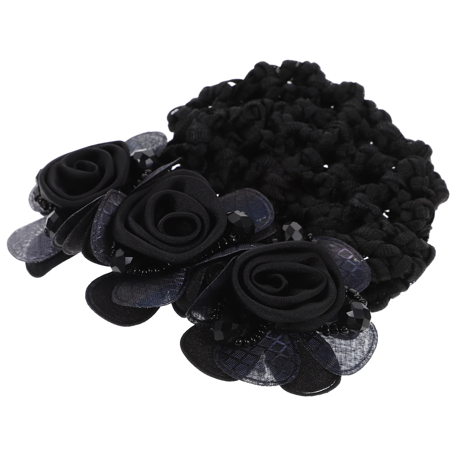 

2Pcs Flowers Net Hair Clips for Bun Cover Rhinestone Fabric Accessories Women Dancers Stage Performance Ballet Nurse