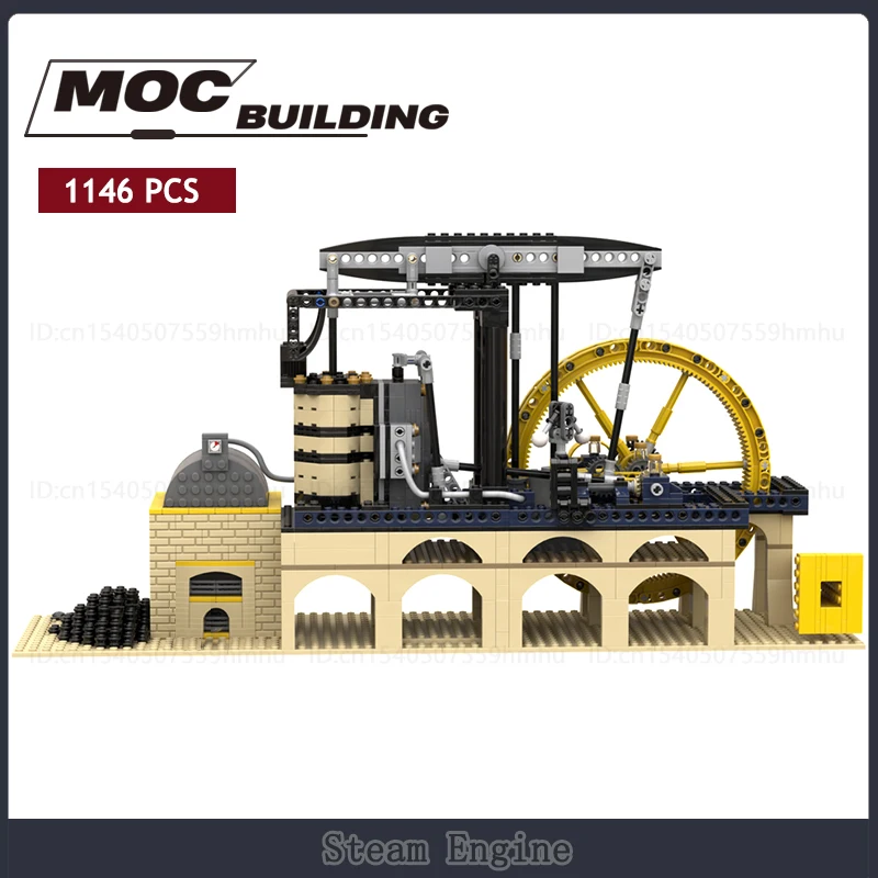 MOC Building Blocks GBC Module Steam Engine Model DIY Assembly Technology Bricks Collection Display Creative Ideas Toys Gifts