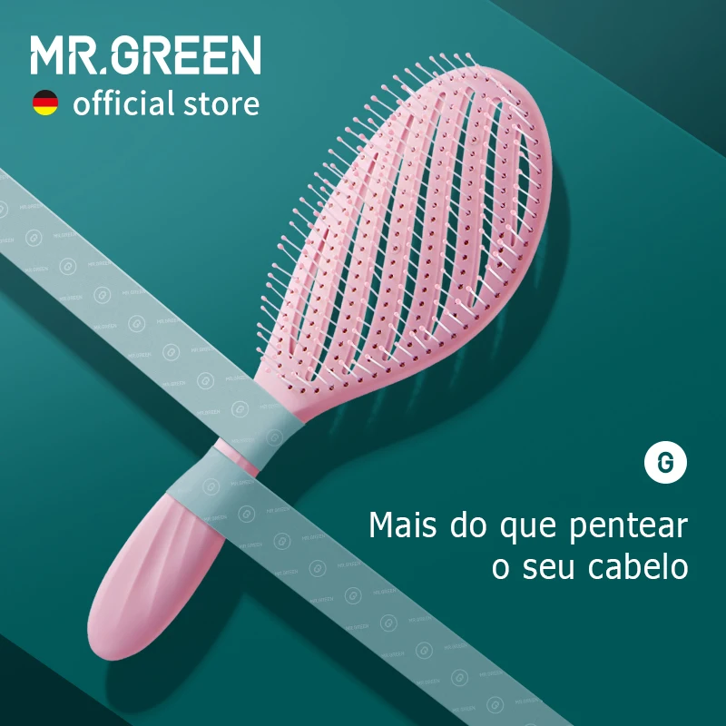 MR. VERDE-Hollow Out escova de cabelo, couro cabeludo massagem pentes, cabelo Styling Detangler, rápido golpe de secagem, Detangling ferramenta, molhado, seco, encaracolado