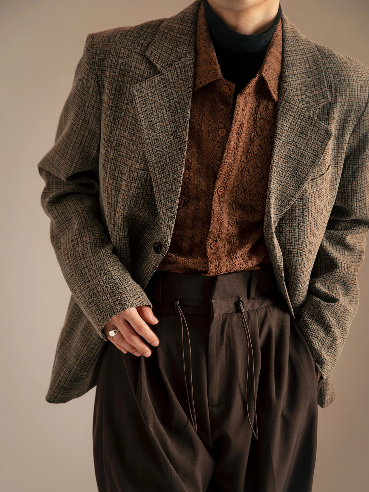 Sanmu Gongbai Retro High-End Men's Casual Suit Jacket Loose Design Trendy Streetwear Japanese Style Leisure Button Decor