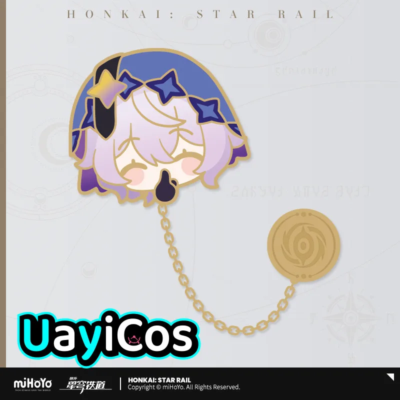 miHoYo Official Honkai Star Rail Aventurine Firefly Pom-Pom Exhibition Hall Series Metal Badge Brooch Pin Keychain Bag Anime Toy