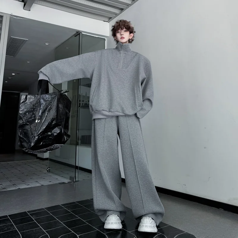 

American High Street Sport Casual Hoodie Set Men's ey Wide Leg Pants High End Whole Set Matching Autumn Faion Ensemble