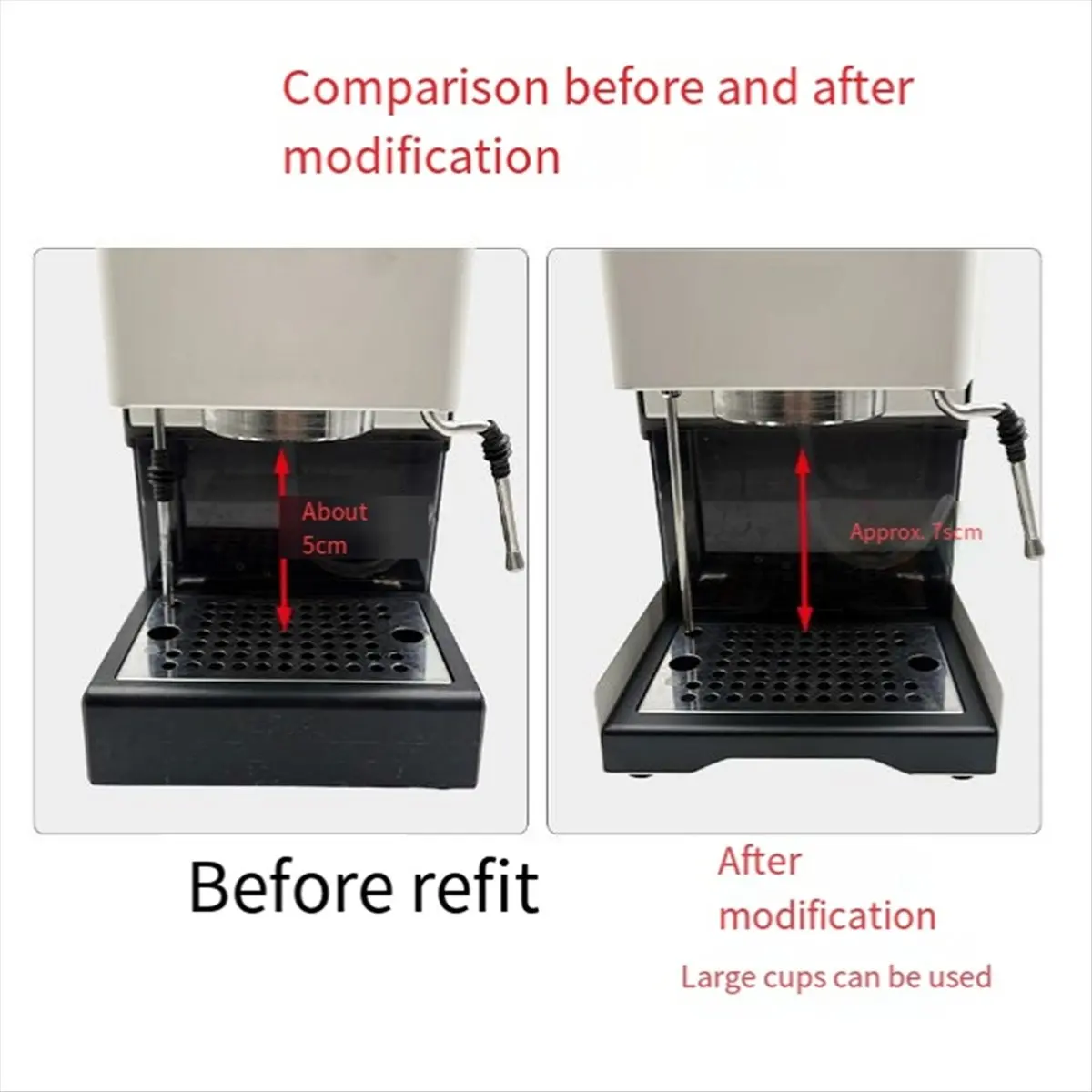 (A25M) Low Profile Drip Tray One Hole Steam Tip and 9 Bar 6 Bar OPV Spring Modification Kit for Gaggia Classic Pro