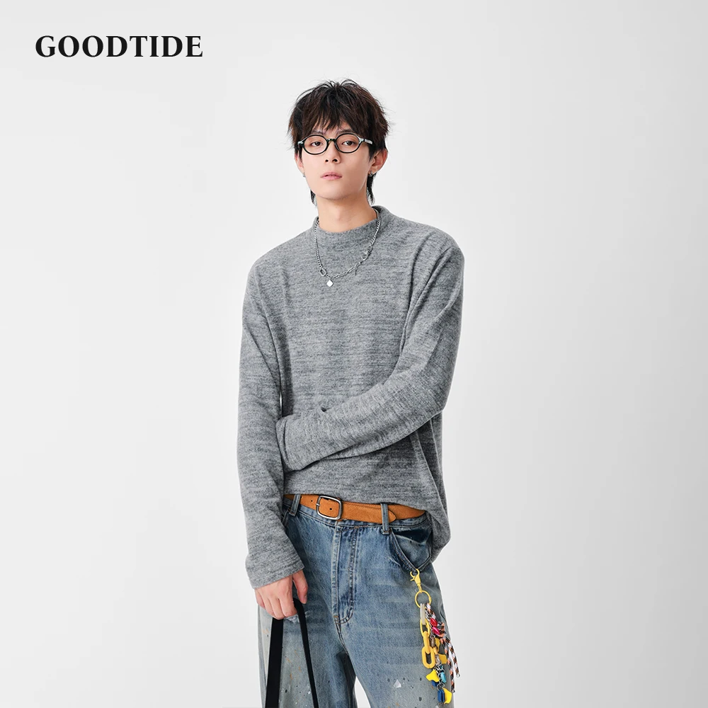 سترة رجالية عصرية غير رسمية برقبة وهمية 2025 خريف شتاء جديد محكم متماسكة وفضفاضة تناسب تصميم مريح ملابس يومية