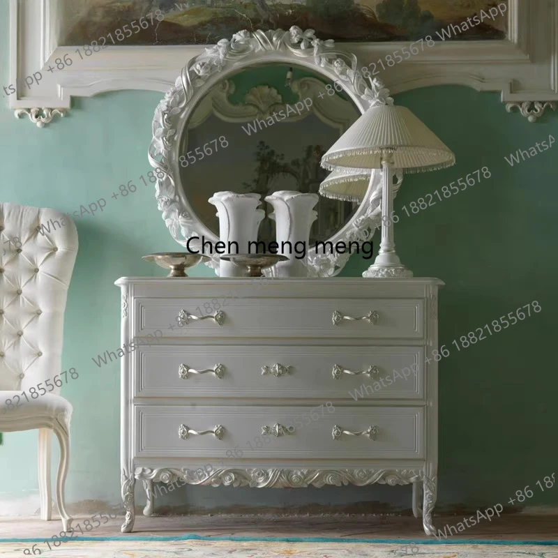 

High-end custom French solid wood chest European-style entrance cabinet Multifunctional storage cabinet