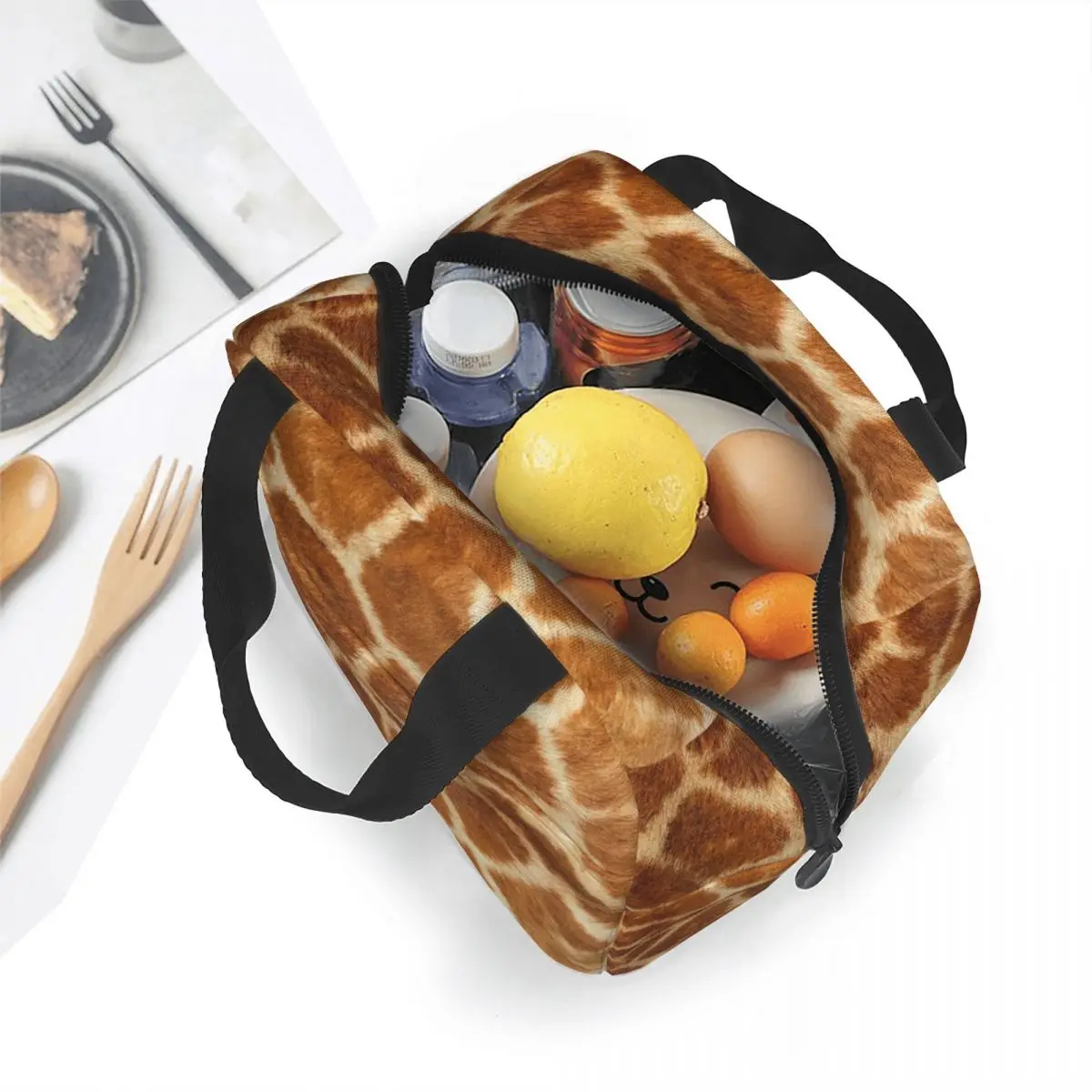 Giraffe Skin Pattern Insulated Lunch Bags Leakproof Animal Fur Leopard Texture Reusable Cooler Bag Tote Lunch Box Bento Pouch