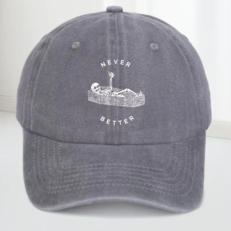 قبعة بيسبول بنمط جمجمة قابلة للتعديل لا تتلاشى أبدًا مصنوعة من القطن، قابلة للتنفس، وقابلة للغسل، وأسلوب متعثر