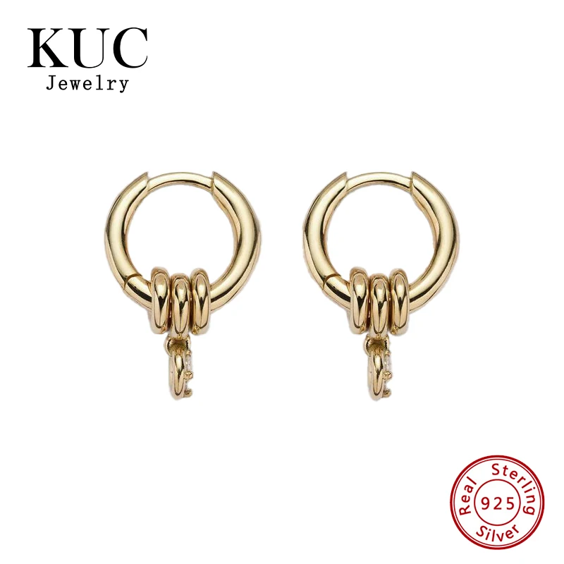 

Fine Jewelry 18k Gold Plated Custom Unique Design Trendy Light Luxury 925 Sterling Silver Round Zircon Hoop Earrings