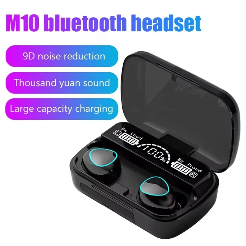 

(In stock) M10 waterproof gaming wireless Bluetooth earphones HiFi stereo music earphones with LED display screen