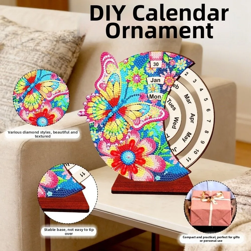 3D Diamond Art Perpetual Calendar Kits DIY Handmade Diamond Art Calendar Rotating Wooden Diamond Painting Calendar