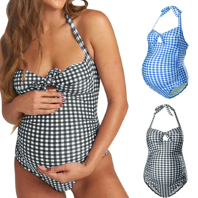 

2025 Summer Maternity Swimwear Women Lattice Printed Summer Bikini Swimsuit Maternity Tankinis Bathing Suit Beachwear Swimsuit
