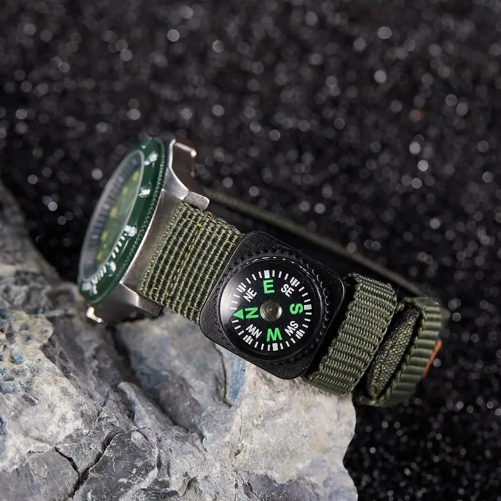 Новые модные минималистичные мужские часы со светящимся холщовым ремешком, компас, альпинистские часы, мужские кварцевые часы, relojes para hombres