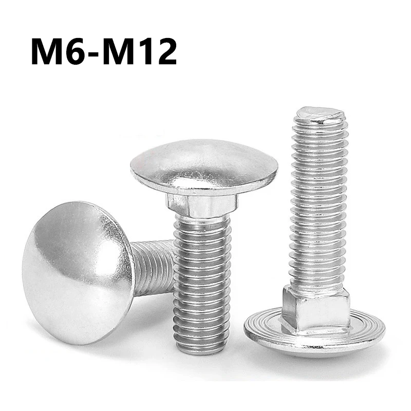316 Stainless Steel Carriage Bolts M6 M8 M10 M12 Round Domed Head Square Neck Coach Screws for Wood Furniture Hardware