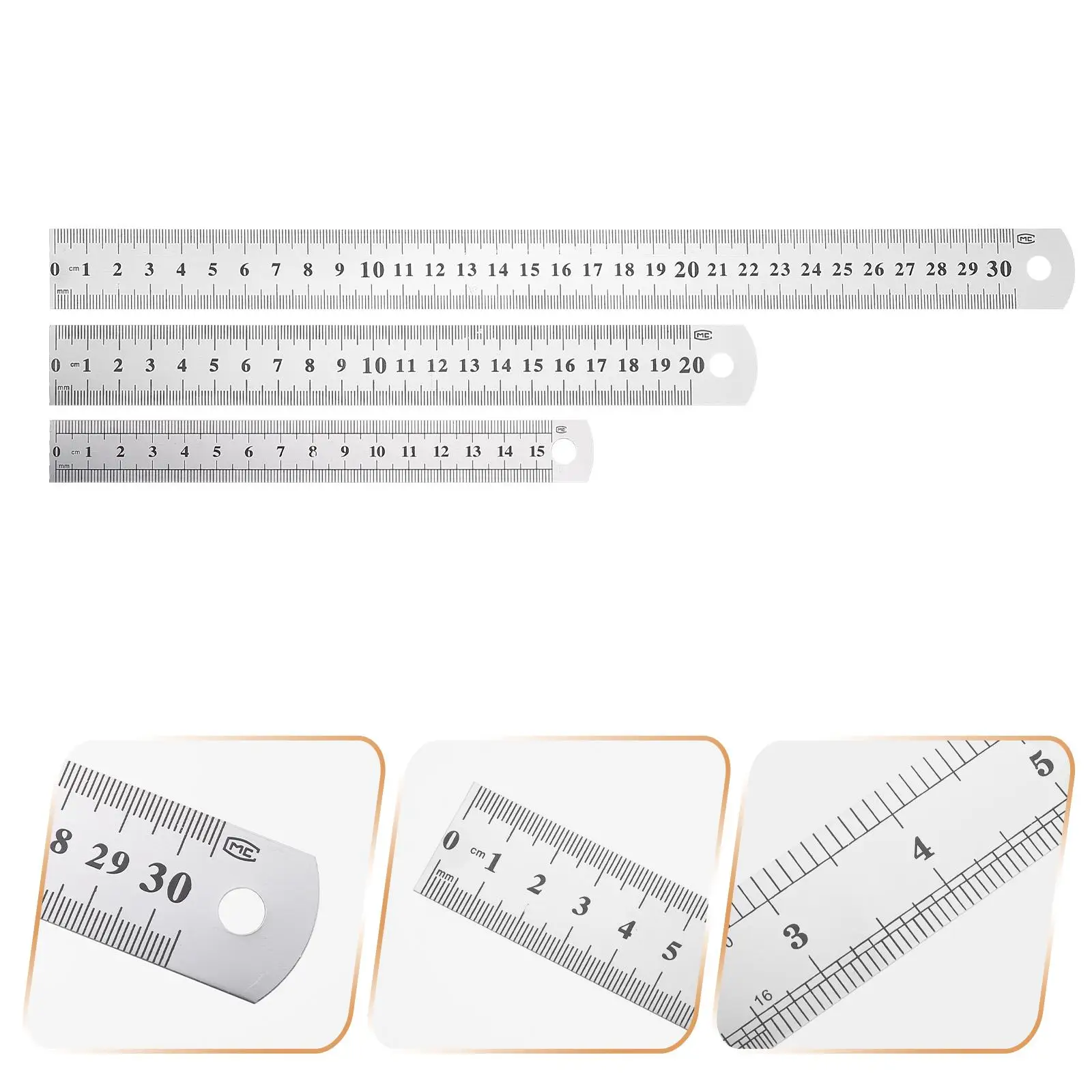 30cm 15cm Thickened Stainless Steel Ruler Clear Double Side Meter Stick Measuring Tool Straight Carpenter Drawing Design