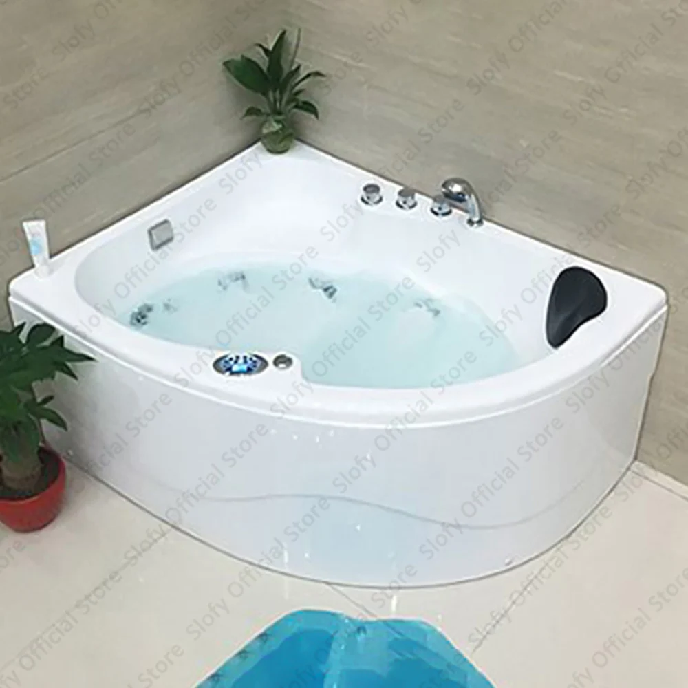 Fan Shaped Acrylic Bathtub, Left/Right Skirt,1.6-Meter, Multifunctional Bathtub Bathroom Furniture Strong Load-Bearing Capacity