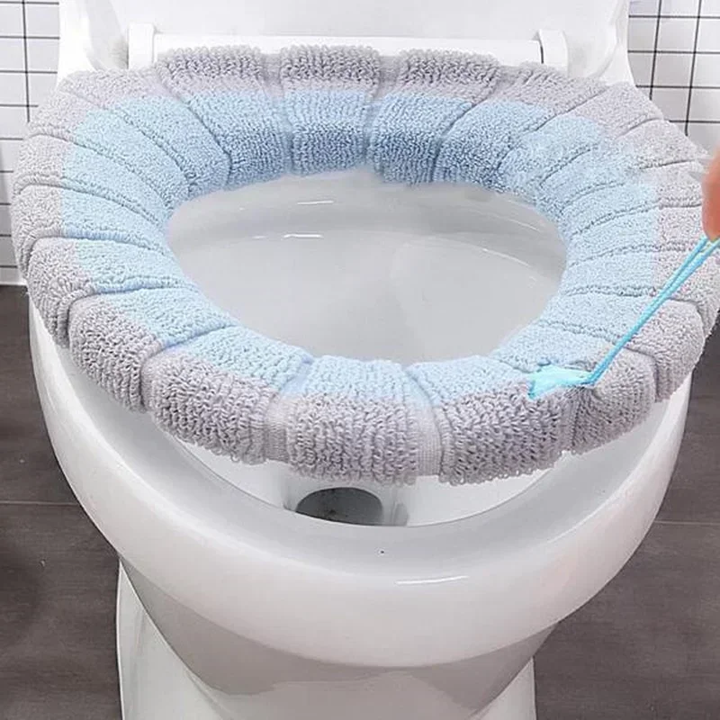 Thickened Toilet Seat Cover Pad Warm Soft Washable Toilet Portable Protector Water Removable Bathroom Accessories