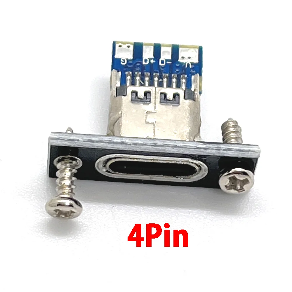 USB Jack Type-C 2Pin 4Pin With screws Waterproof strip line of solder joint Female Connector USB Charging Port Socket Connector