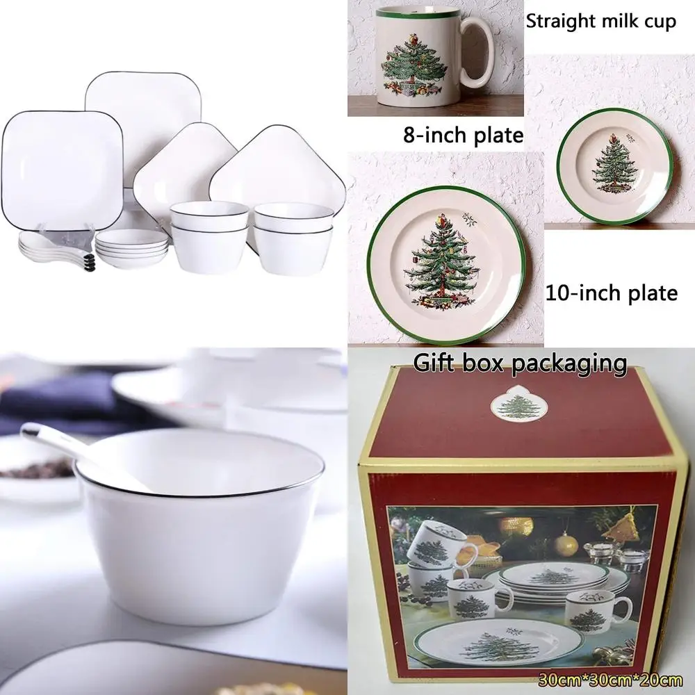 

Ceramic Tableware Set, 16-Piece Dinnerware in Black and White for Modern Dining Experience