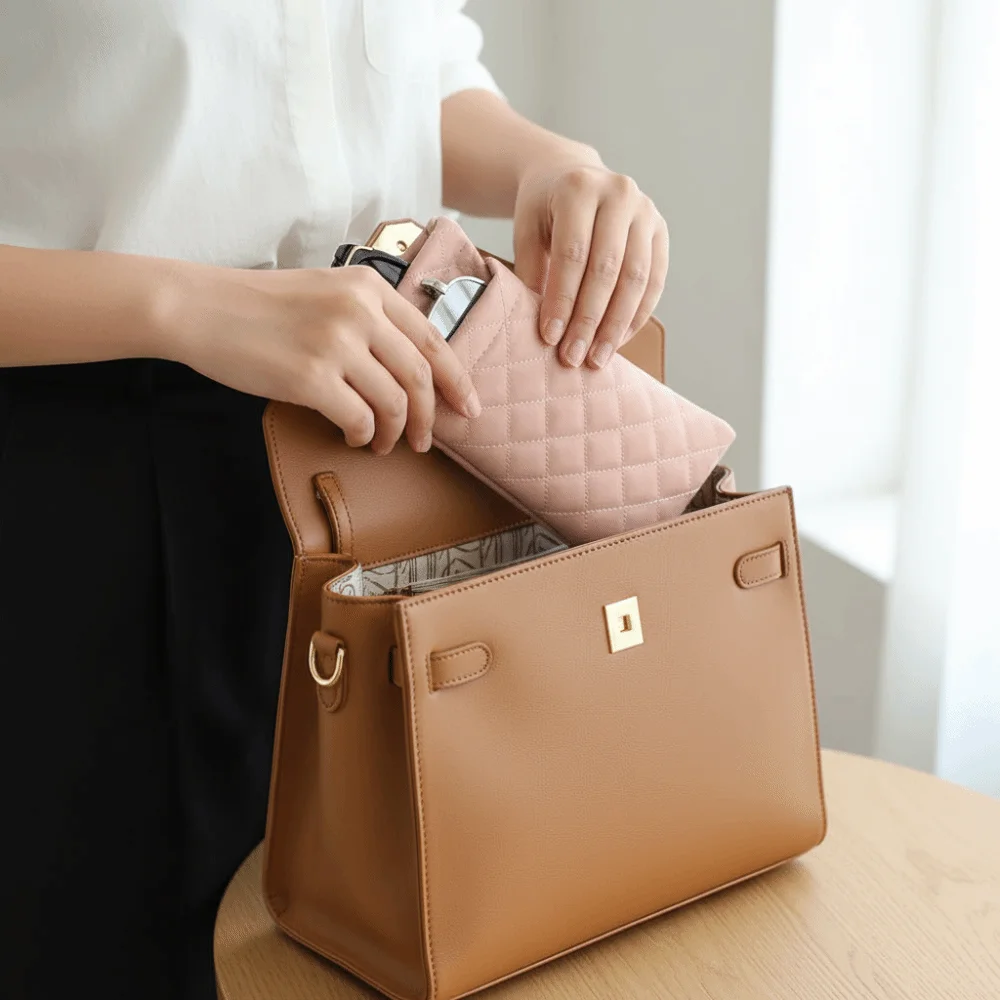 Portable Spring Auto-close Glasses Bag Glasses Clip Korean Style Duble-layer Glasses Case Shrapnel Snap Shut Sunglasses Pouch