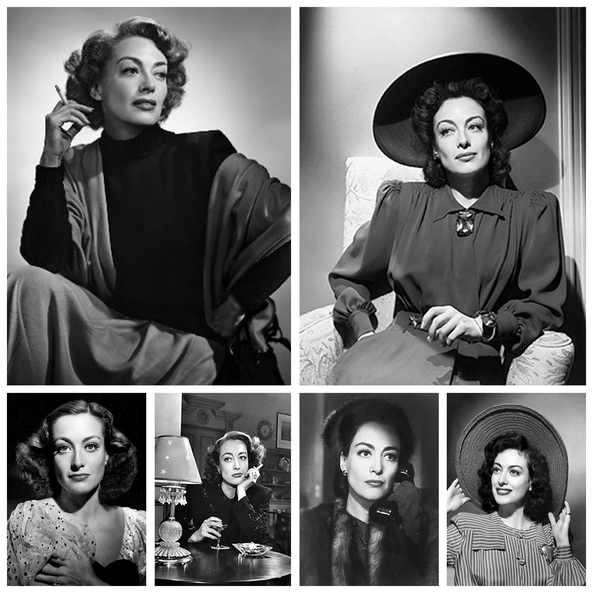 جوان كروفورد 5D الماس الفن اللوحة أبيض وأسود الفيلم المشارك DIY جولة الماس التطريز الحديثة ديكور المنزل مروحة جمع