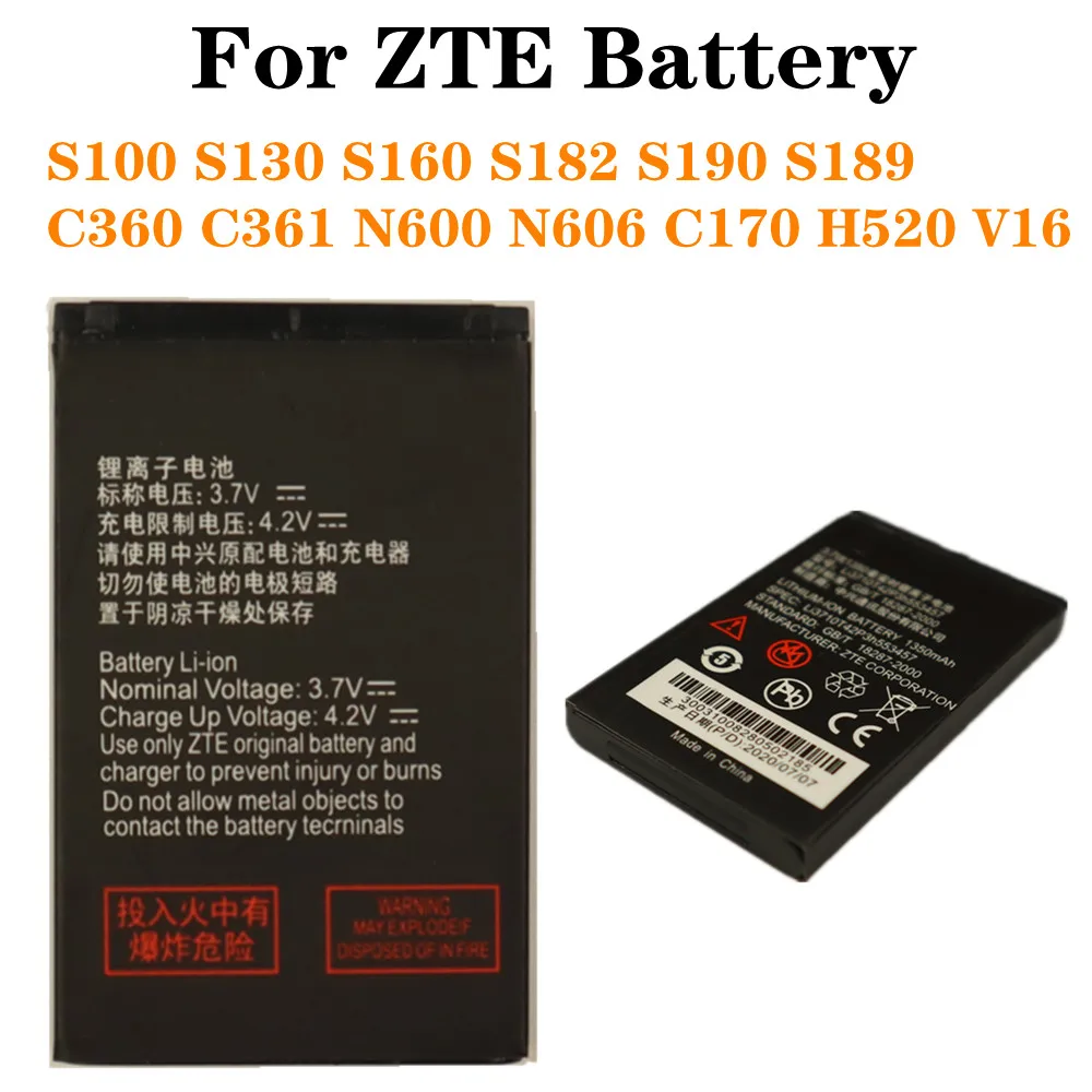 

Сменный аккумулятор для телефона ZTE C170 H520 V16 S100 S130 S160 S182 S190 S189 C360 C361 N600 N606 Li3710T42P3H553457