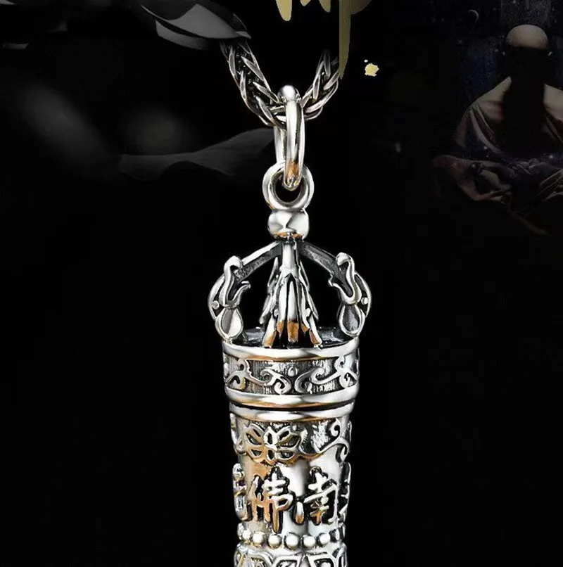 Retro Namo Amitabha Male Female S999 Silver Chain Necklace Pendant for Buddhism Women Men Birthday Party Jewelry Accessories