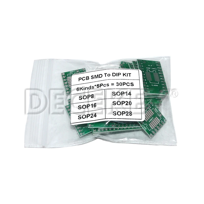 30PCS PCB Board Kit SOP24 SOP8 SOP14 SOP16 SOP20 SOP28 SMD Turn To DIP Adapter Converter Plate SOP 8 14 16 20 24 28